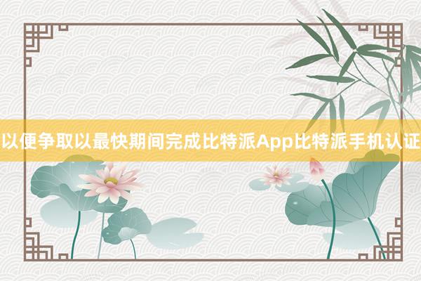 以便争取以最快期间完成比特派App比特派手机认证