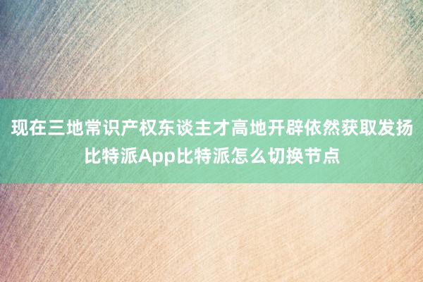 现在三地常识产权东谈主才高地开辟依然获取发扬比特派App比特派怎么切换节点