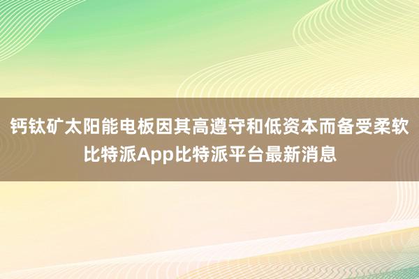 钙钛矿太阳能电板因其高遵守和低资本而备受柔软比特派App比特派平台最新消息