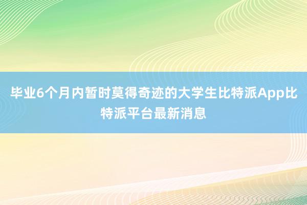 毕业6个月内暂时莫得奇迹的大学生比特派App比特派平台最新消息