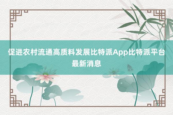 促进农村流通高质料发展比特派App比特派平台最新消息