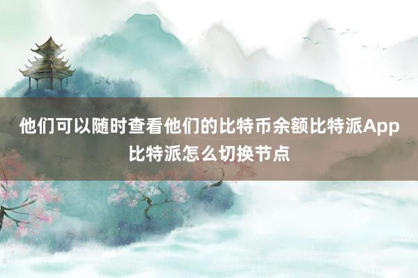 他们可以随时查看他们的比特币余额比特派App比特派怎么切换节点