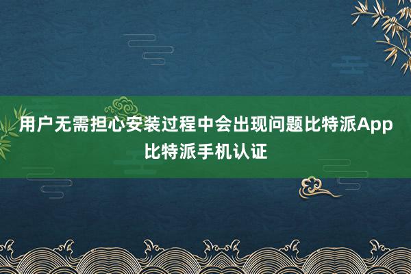 用户无需担心安装过程中会出现问题比特派App比特派手机认证