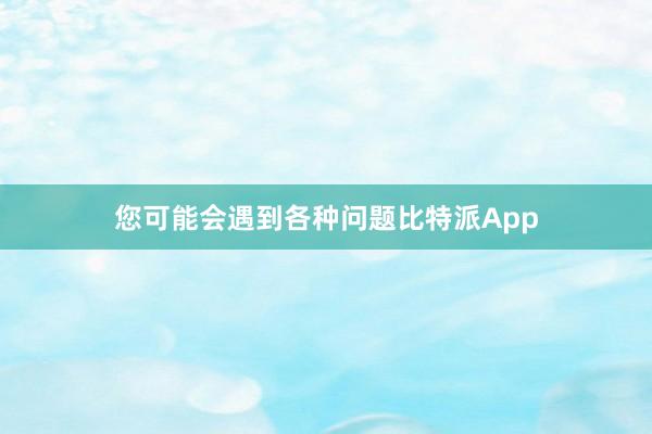 您可能会遇到各种问题比特派App