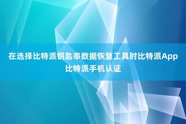 在选择比特派钥匙串数据恢复工具时比特派App比特派手机认证