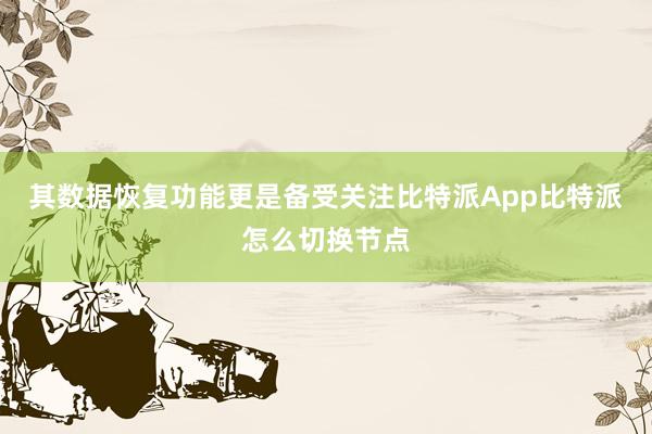 其数据恢复功能更是备受关注比特派App比特派怎么切换节点