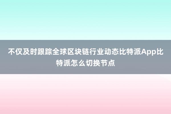 不仅及时跟踪全球区块链行业动态比特派App比特派怎么切换节点