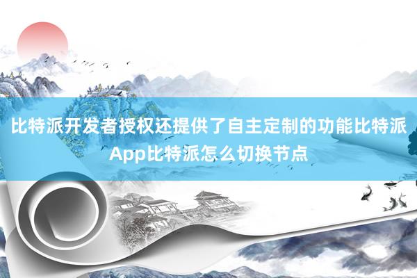 比特派开发者授权还提供了自主定制的功能比特派App比特派怎么切换节点