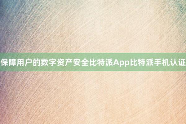 保障用户的数字资产安全比特派App比特派手机认证