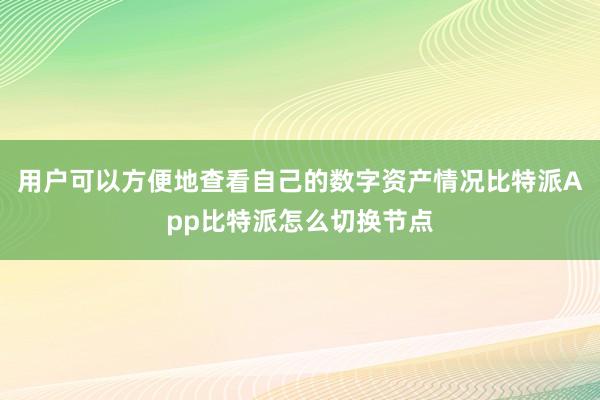 用户可以方便地查看自己的数字资产情况比特派App比特派怎么切换节点