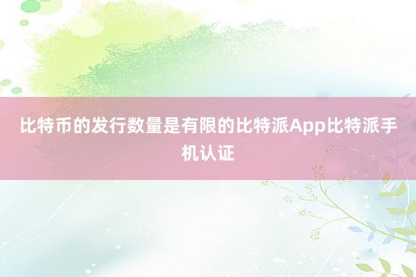 比特币的发行数量是有限的比特派App比特派手机认证