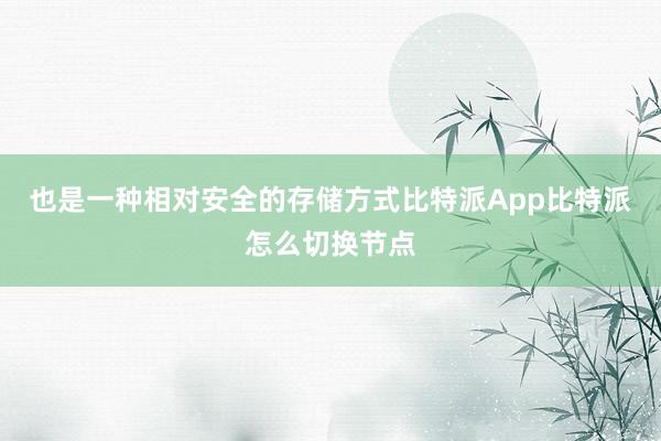 也是一种相对安全的存储方式比特派App比特派怎么切换节点