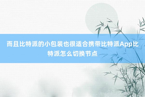 而且比特派的小包装也很适合携带比特派App比特派怎么切换节点